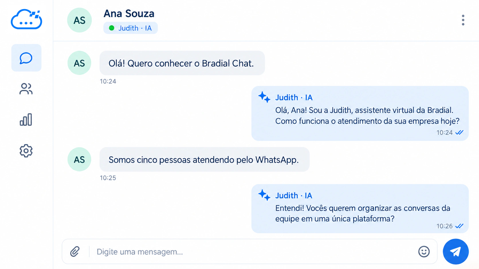 Interface Bradial — Assistente de atendimento