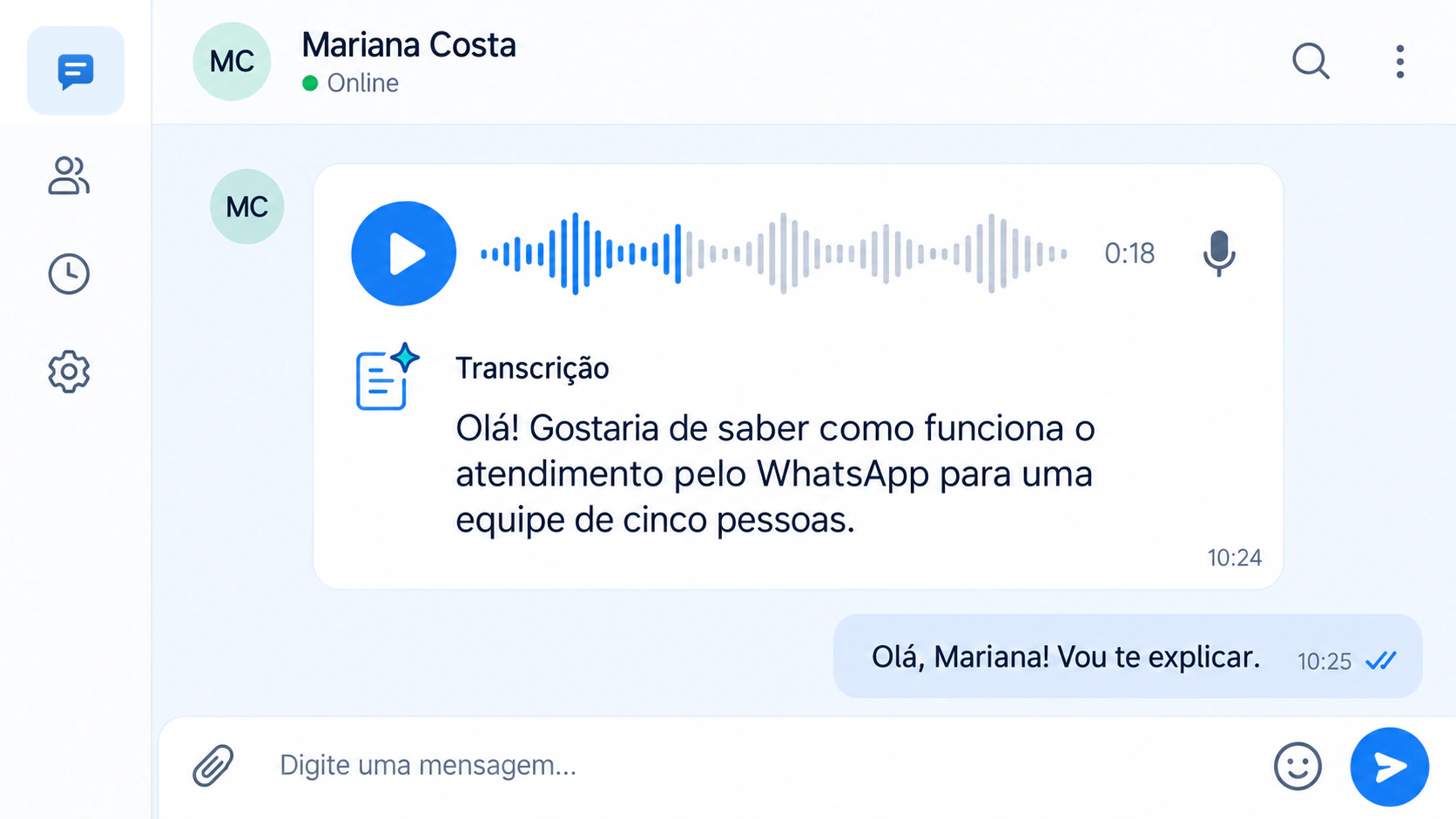 Interface Bradial — Transcrição de áudio
