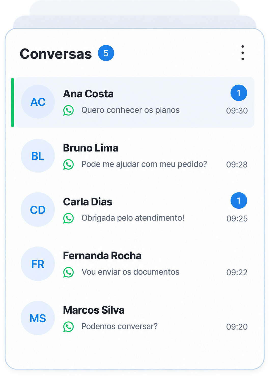 Ilustração da lista de conversas do Bradial Chat