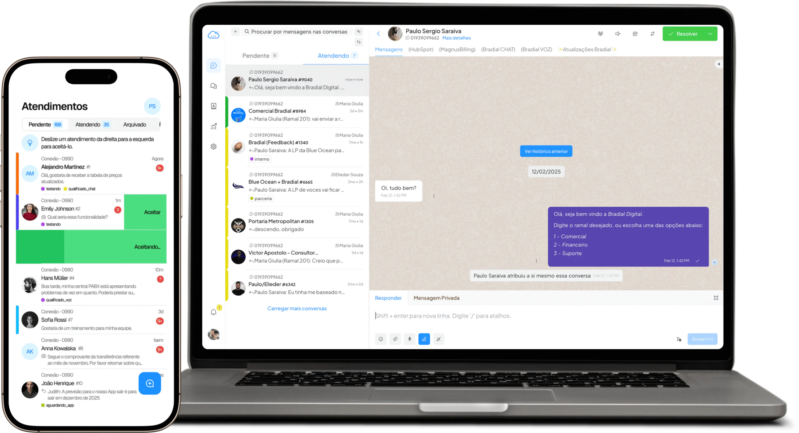 Bradial Chat no computador e no aplicativo para celular